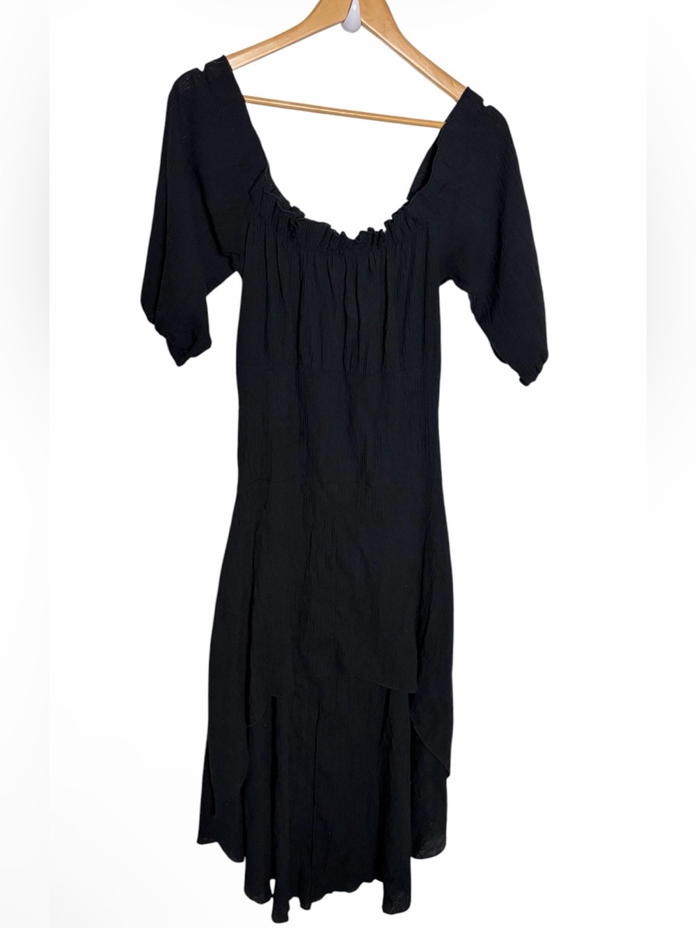 Black cold shoulder cotton gauze hi/ low dress size S/M (4-8)
